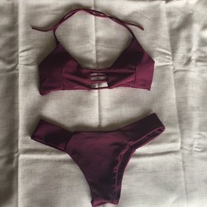 Maroon Cage Bikini Set